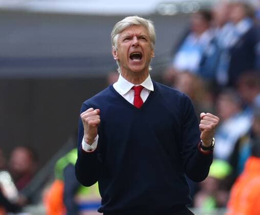 Fußball, Trainerhistorie, FC Arsenal April 23, 2017 - London, United Kingdom - Arsenal manager Arsene Wenger celebrates they win during The Emirates FA Cup - Semi-Final match between Arsenal and Manchester City at Wembley Stadium , London, 23 April 2017 Arsenal v Manchester City - The Emirates FA Cup Semi-Final  - ZUMAn230 20170423_zaa_n230_582 Copyright: xKieranxGalvinx