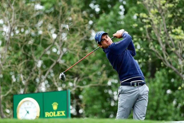 Matteo Manassero of Italy takes part in a training session during the 2017 Volvo China Open golf tournament in Guangzhou city, south China s Guangdong province, 25 April 2017. Golfers gear up for Volvo China Open golf tournament in south China  20170425_29394