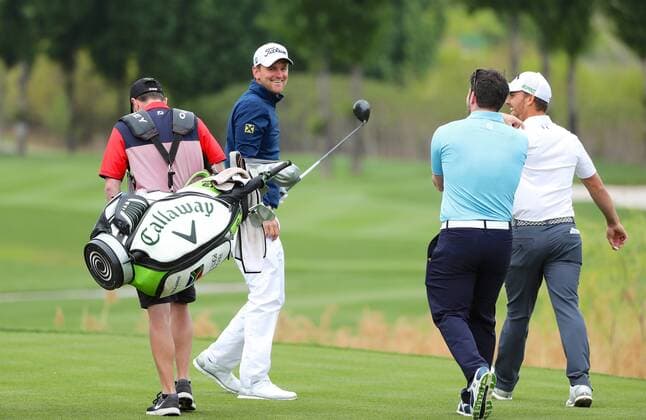 Bernd Wiesberger of Austria takes part in a training session during the 2017 Volvo China Open golf tournament in Guangzhou city, south China s Guangdong province, 25 April 2017. Golfers gear up for Volvo China Open golf tournament in south China  20170425_60579