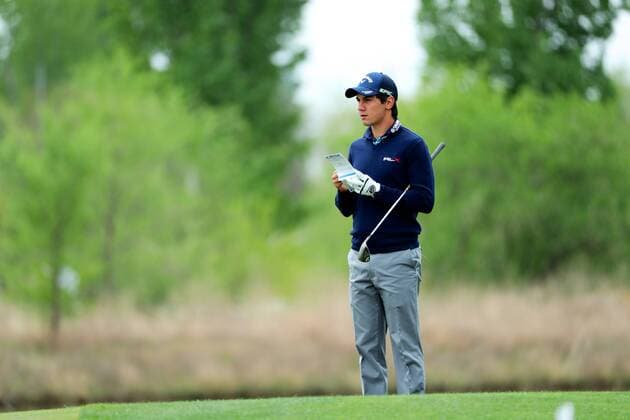 Matteo Manassero of Italy takes part in a training session during the 2017 Volvo China Open golf tournament in Guangzhou city, south China s Guangdong province, 25 April 2017. Golfers gear up for Volvo China Open golf tournament in south China  20170425_06399