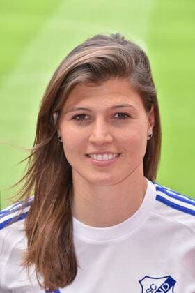 Claire Savin, Fussball Spielerin des SC Sand am 25.04.2017 in Köln bei der Pressekonferenz zum DFB Pokalfinale der Frauen zwischen SC Sand und dem Vfl Wolfsburg das am 27.05.2017 im Rheinenergie Stadion in Köln stattfindet.