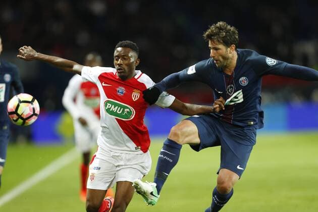 Yhoan Andzouana (Monaco) vs Maxwell Sherrer (PSG) FOOTBALL : PSG vs Monaco - Demie Finale - Coupe de France - 26 04 2017 GwendolineLeGoff Panoramic 