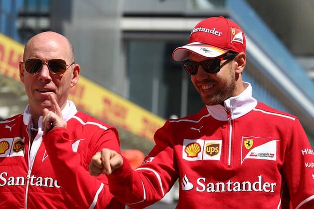 Russian Grand Prix, Sochi 27 - 30 April 2017 27.04.2017 - Jock Clear (GBR) Ferrari Engineering Director and Sebastian Vettel (GER) Scuderia Ferrari SF70H 