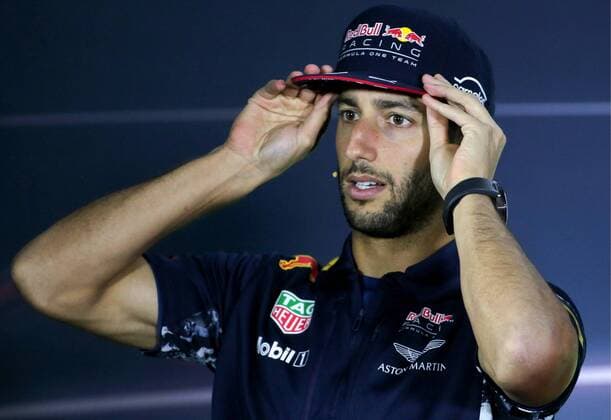 SOCHI, RUSSIA - APRIL 27, 2017: Australian driver Daniel Ricciardo of the Red Bull Racing F1 Team at a news conference ahead of the 2017 Formula One Russian Grand Prix, at the Sochi Autodrom racing circuit. Alexander Demianchuk TASS  TS049D87