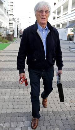 SOCHI, RUSSIA - APRIL 27, 2017: Bernard Charles Bernie Ecclestone, president of the Formula One Management and Formula 1 Administration (FOA), in a paddock area at the Sochi Autodrom racing circuit ahead of the 2017 Formula One Russian Grand Prix. Alexander Demianchuk TASS  TS049E47