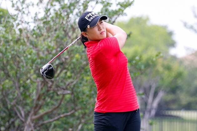 IRVING, TX - APRIL 28: Amy Yang of Korea hits her tee shot on the second hole during the second round of the LPGA Golf Damen Volunteers of America Texas Shootout on April 28, 2017 at Las Colinas Country Club in Irving, TX. (Photo by Andrew Dieb Icon Sportswire) GOLF: APR 28 LPGA - Volunteers of America Texas Shootout - Second Round Icon170428694 EDITORIAL USE ONLY