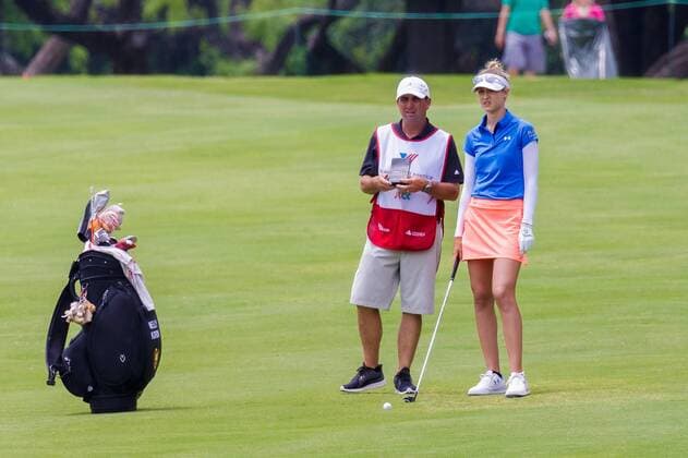 IRVING, TX - APRIL 28: Nelly Korda waits for the 18th green to clear before hitting her 2nd shot during the second round of the LPGA Golf Damen Volunteers of America Texas Shootout on April 28, 2017 at Las Colinas Country Club in Irving, TX. (Photo by Andrew Dieb Icon Sportswire) GOLF: APR 28 LPGA - Volunteers of America Texas Shootout - Second Round Icon170428216 EDITORIAL USE ONLY