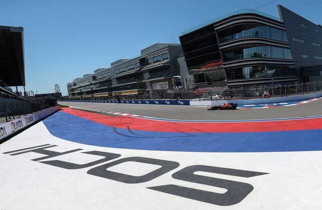 SOCHI, RUSSIA - APRIL 29, 2017: A racing car during a practice session ahead of the 2017 Formula One Russian Grand Prix at the Sochi Autodrom racing circuit. Vyacheslav Prokofyev TASS  TS04A238