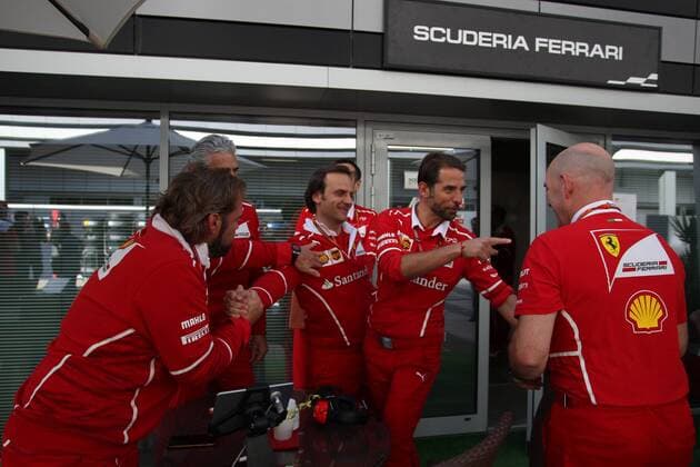 Russian Grand Prix, Sochi 27 - 30 April 2017 29.04.2017 - Qualifying, The Scuderia Ferrari celabrate the Sebastian Vettel (GER) Scuderia Ferrari SF70H pole position 