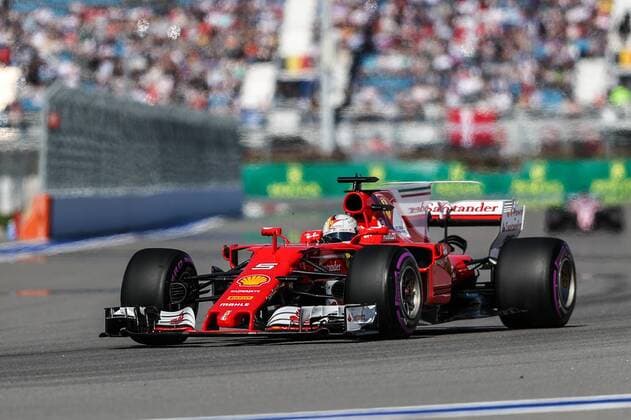 (170429) -- SOCHI, April 29, 2017 -- Ferrari driver Sebastian Vettel of Germany races during the qualifying session of the Formula One Russian Grand Prix at the Sochi Autodrom circuit in Sochi, Russia, April 29, 2017. Vettel took the first place with a time of 1 minute and 33.194 seconds. ) (SP)RUSSIA-SOCHI-F1-GRAND PRIX-THIRD PRACTICE SESSION WuxZhuang 