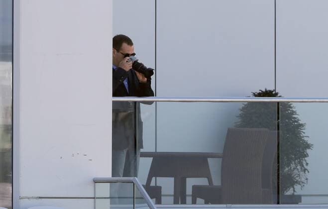 SOCHI, RUSSIA - APRIL 30, 2017: Russia s Prime Minister Dmitry Medvedev watches the 2017 Formula One Russian Grand Prix at the Sochi Autodrom racing circuit. Mikhail Metzel TASS  TS04A375