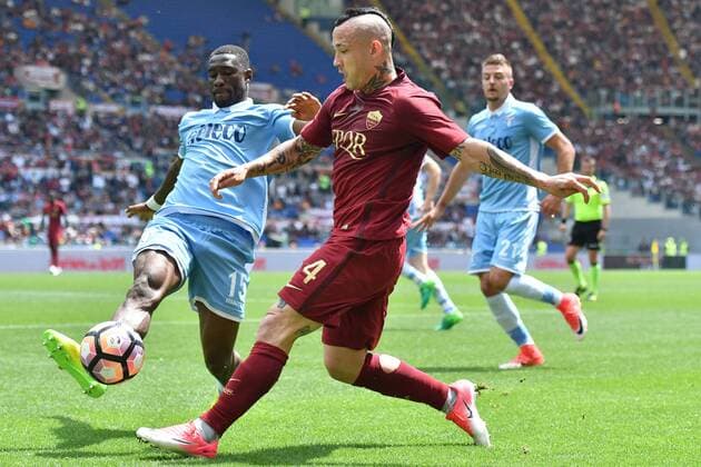 Bastos Lazio, Radja Nainggolan Roma. Roma 30-04-2017 Stadio Olimpico Campionato Serie A, AS Roma - Lazio Foto Antonietta Baldassarre Insidefoto AntoxBaldassarre