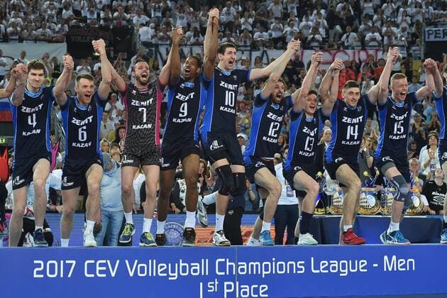 celebration for the gold medal of Kazan players. Roma 29-04-2017 PalaLottomatica DHL 2017 CEV Volleyball Champions League, Final Four - Men Final - gold medal Zenit Kazan - Sir Sicoma Colussi Perugia Foto Antonietta Baldassarre Insidefoto AntoxBaldassarre
