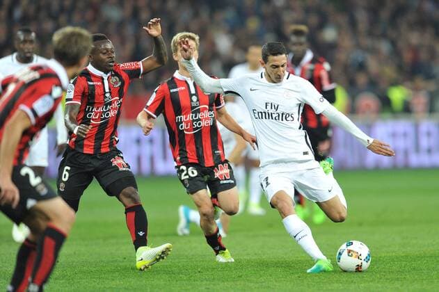 11 ANGEL DI MARIA (psg) - 06 JEAN MICHAEL SERI (nice) FOOTBALL : Nice vs Paris SG - Ligue 1 - 30 04 2017 FEP Panoramic 