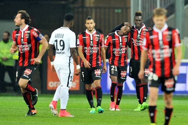 09 Mario BALOTELLI (nice) - 05 Younes BELHANDA (nice) - 21 RICARDO PEREIRA (nice) - JOIE FOOTBALL : Nice vs Paris SG - Ligue 1 - 30 04 2017 FEP Panoramic 