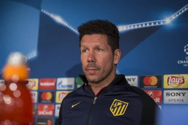 Diego Pablo Cholo Simeone coach of Atletico de Madrid during the press conference PK Pressekonferenz before the match of Champions League between Real Madrid and Atletico de Madrid at Santiago Bernabeu Stadium in Madrid, Spain. May 01, 2017.  (20170501002)