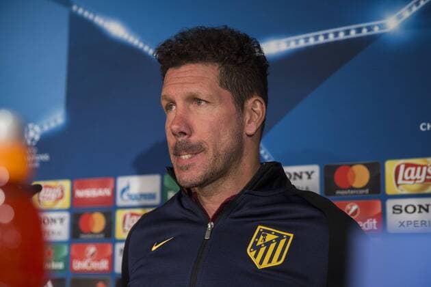 Diego Pablo Cholo Simeone coach of Atletico de Madrid during the press conference PK Pressekonferenz before the match of Champions League between Real Madrid and Atletico de Madrid at Santiago Bernabeu Stadium in Madrid, Spain. May 01, 2017.  (20170501003)
