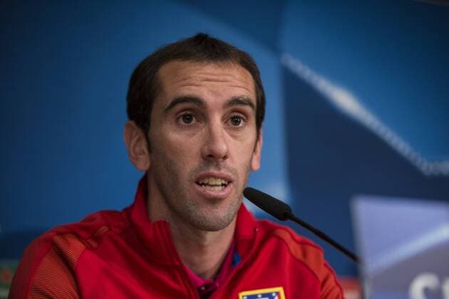 Diego Godin of Atletico de Madrid during the press conference PK Pressekonferenz before the match of Champions League between Real Madrid and Atletico de Madrid at Santiago Bernabeu Stadium in Madrid, Spain. May 01, 2017.  (20170501019)