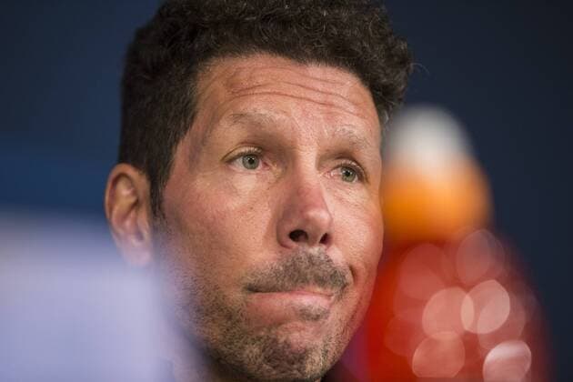 Diego Pablo Cholo Simeone coach of Atletico de Madrid during the press conference PK Pressekonferenz before the match of Champions League between Real Madrid and Atletico de Madrid at Santiago Bernabeu Stadium in Madrid, Spain. May 01, 2017.  (20170501029)