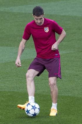 Gabi Fernandez of Atletico de Madrid during the training before the match of Champions League between Real Madrid and Atletico de Madrid at Santiago Bernabeu Stadium in Madrid, Spain. May 01, 2017.  (20170501053)
