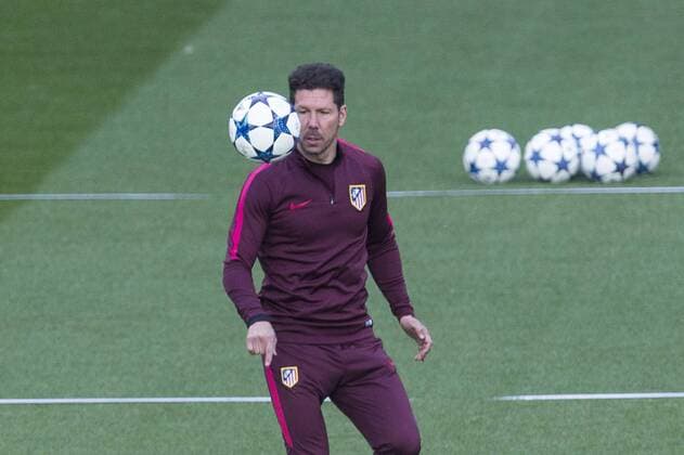 Diego Pablo Cholo Simeone coach of Atletico de Madrid during the training before the match of Champions League between Real Madrid and Atletico de Madrid at Santiago Bernabeu Stadium in Madrid, Spain. May 01, 2017.  (20170501061)