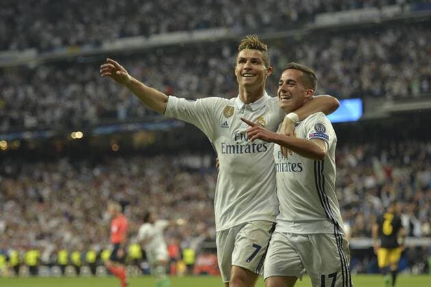 MADRID, ESPANA - 02 MAY of 2017: Goal of Cristiano Ronaldo, Lucas Vazquez during the match of Champions League between Real Madrid and Atletico de Madrid in Stadium Santiago Bernabeu (Madrid). (Isa Saiz Cordon Press).  xIsaxSaizx xx