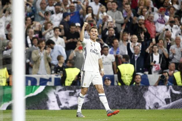 Real Madrid s Cristiano Ronaldo celebrates goal during Champions League 2016 2017 Semi-finals 1st leg match. May 2,2017.  (2017050287)