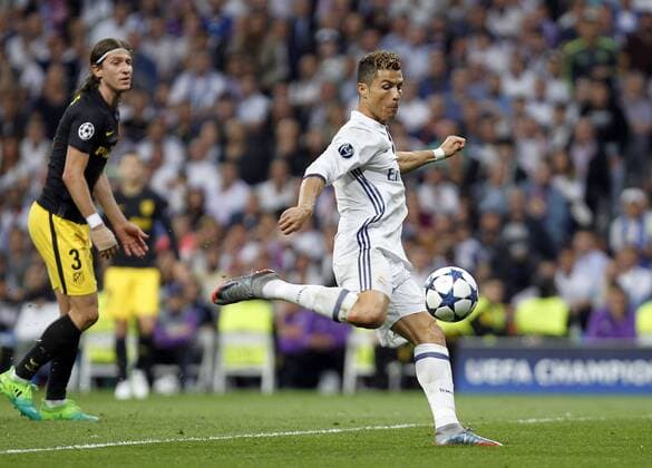 Soccer match between Real Madrid and Atletico de Madrid of first round of semifinals of the Champions League 2016 2017, held at the Santiago Bernabeu stadium, in Madrid, May 2, 2017. (Photo: J. Luis Cuesta 261 Cordon Press). Cristiano Ronaldo score  xJosexLuisxCuestax xx