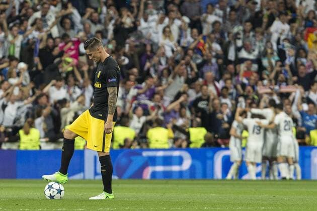 Fernando Torres of Atletico de Madrid reacts during the match of Champions League between Real Madrid and Atletico de Madrid at Santiago Bernabeu Stadium in Madrid, Spain. May 02, 2017.  (20170502078)