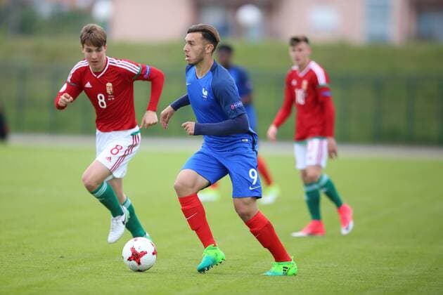 Football Championship U17 U 17 HUN-FRA - Zagreb, Croatia 03.05.2017., Velika Gorica, Croatia - European Football Championship U17, Group B, Hungary - France. Amine Gouiri, Andras Csonka.  IgorxSoban PIXSELL