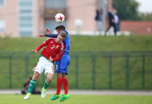 Football Championship U17 U 17 HUN-FRA - Zagreb, Croatia 03.05.2017., Velika Gorica, Croatia - European Football Championship U17, Group B, Hungary - France. Kristzian Kovacs, Vincet Collet.  IgorxSoban PIXSELL