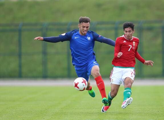 Football Championship U17 U 17 HUN-FRA - Zagreb, Croatia 03.05.2017., Velika Gorica, Croatia - European Football Championship U17, Group B, Hungary - France.Amine Gouri, Krisztofer Szereto.  IgorxSoban PIXSELL
