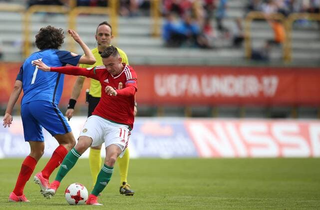 Football Championship U17 U 17 HUN-FRA - Zagreb, Croatia 03.05.2017., Velika Gorica, Croatia - European Football Championship U17, Group B, Hungary - France. Mark Bencze.  IgorxSoban PIXSELL