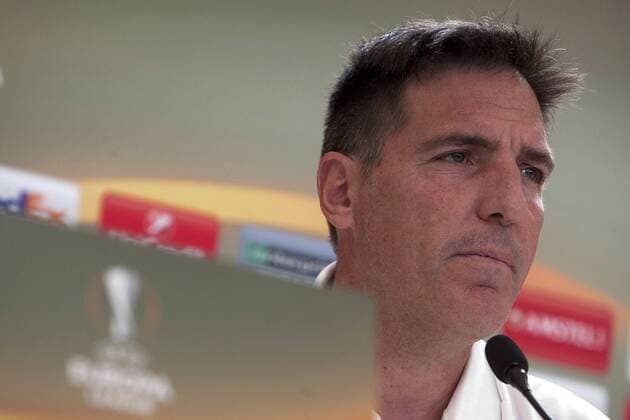 Celta Vigo s Argentinian head coach Eduardo Berizzo during the press conference PK Pressekonferenz of the team, in Vigo, northwestern Spain, on 03 May 2017, on the eve of Europa League s semifinal first leg match against Manchester United ManU at Vigo s Balaidos Stadium. CELTA DE VIGO S PRESS CONFERENCE !ACHTUNG: NUR REDAKTIONELLE NUTZUNG!  Copyright: xSALVADORxSASx 20170503-636294349444842077