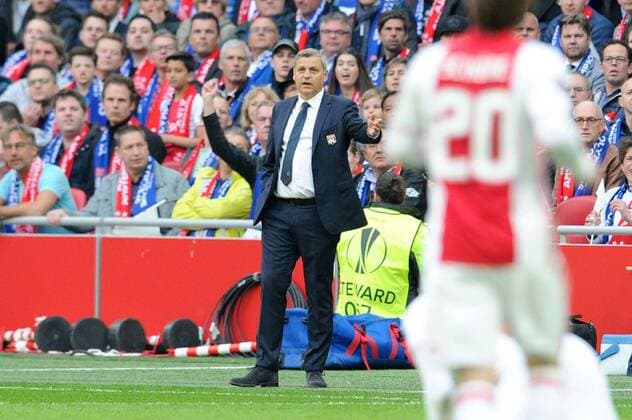 BRUNO GENESIO (ENTRAINEUR LYON) FOOTBALL : Ajax Amsterdam vs Lyon - Europa League - 1 2 Finale - 03 05 2017 FEP Panoramic 