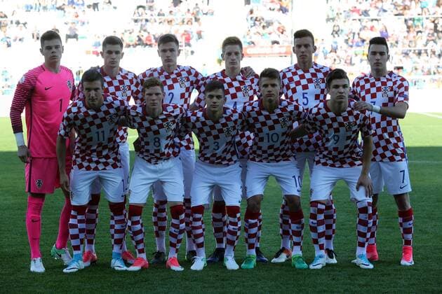 European Football Championship U17 U 17 Group A, Round 1, Croatia - Italy 03.05.2017., HNK Rijeka Stadium, Rijeka, Croatia - European Football Championship U17, Group A, Round 1, Croatia - Italy. Dominik Kotarski, Bartol Franjic, Filip Hlevnjak, Ivan Nekic, Stipe Radic, Leon Krakovic. Michele Sego, Marko Hanuljak, David Colina, Jurica Prsir, Antonio Marin. GoranxKovacic PIXSELL