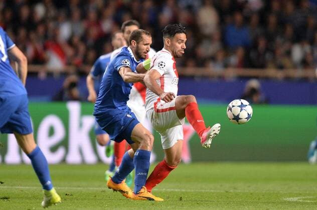 09 RADAMEL FALCAO (mon) - 03 Giorgio Chiellini (juv) FOOTBALL : Monaco vs Juventus - Ligue des Champions - 1 2 Finale - 03 05 2017 AnthonyBIBARD FEP Panoramic 