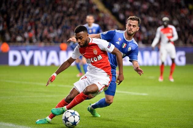 27 THOMAS LEMAR (mon) - 05 Miralem Pjanic (juv) FOOTBALL : Monaco vs Juventus - Ligue des Champions - 1 2 Finale - 03 05 2017 AnthonyBIBARD FEP Panoramic 