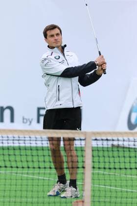 Showspiel Golf und Tennis. Hier spielt DTM-Fahrer Bruno Spengler Golf Tennis BMW Open 2017 München 04.05.2017