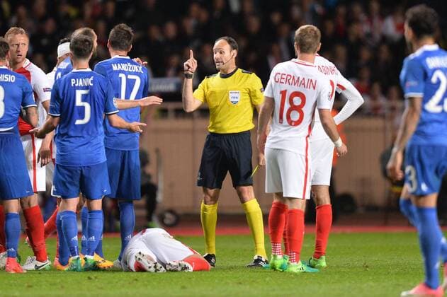 Fußball, CL, AS Monaco - Juventus Turin Antonio Mateu Lahoz (ARBITRE) FOOTBALL : Monaco vs Juventus - Ligue des Champions - 1 2 Finale - 03 05 2017 AnthonyBIBARD FEP Panoramic 