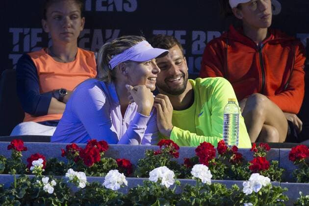 Maria Sharapova and Grigos Dimitrov during the match of the Charity day previus at Madrid Open Tenis 2017in Madrid, Spain. May 04, 2017.  (20170504011)