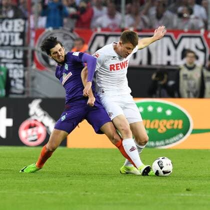 Fussball, 1.BL Saison 2016 2017, Spieltag 32, 1.FC Köln vs SV Werder Bremen, 05.05.2017, Rheinenergiestadion Köln, Florian Grillitsch, Werder bremen,Dominique Heintz FC Köln,
