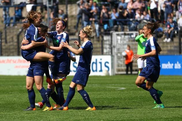 Fussball, Frauen, 1. Bundesliga, Saison 2016 17, 18. Spieltag, 1. FFC Turbine Potsdam - VfL Wolfsburg, Jubel nach dem Tor zum 1:1 durch Tabea Kemme (Nr. 21, 1. FFC Turbine Potsdam), 07.05.17, Copyright: xMichaelxHundtx xMatthiasxKochx