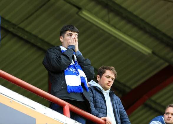 May 7th 2017, Griffin Park, Brentford, Middlesex, England; EFL Championship football Brentford versus Blackburn Rovers; Blackburn Rovers fans in tears as Blackburn Rovers are relegated from EFL Championship to EFL League 1 xJohnxPatrickxFletcherx  ActionPlus11876440