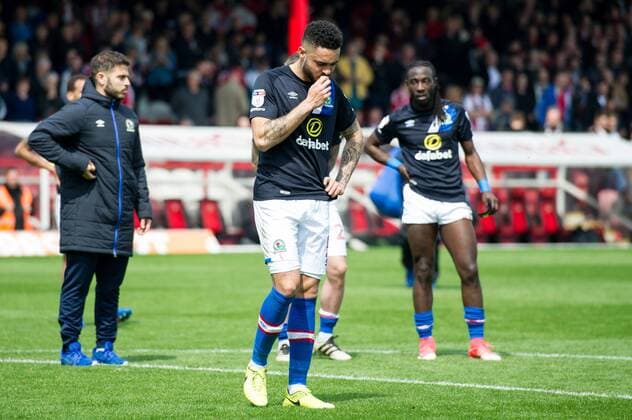 Derrick Williams of Blackburn Rovers is in tears after his team got relegated during the EFL Sky Bet Championship match between Brentford and Blackburn Rovers at Griffin Park, London, England on 7 May 2017. Copyright: xSalvioxCalabresex 15310067