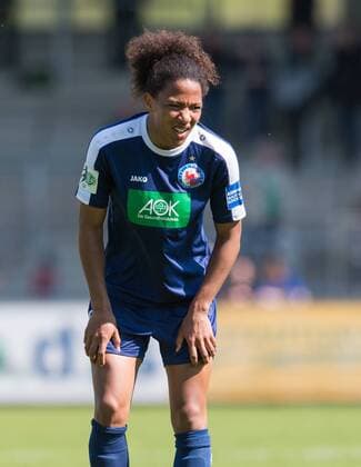 Eseosa Aigbogun (POT) Fussball Frauen 1.Bundesliga Saison 2016 2017, 19.Spieltag: 1.FFC Turbine Potsdam - VfL Wolfsburg in Potsdam, Deutschland am 07.05.2017,