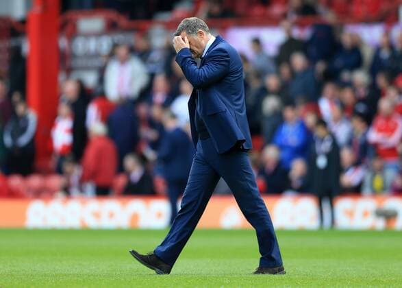 May 7th 2017, Griffin Park, Brentford, Middlesex, England; EFL Championship football Brentford versus Blackburn Rovers; Blackburn Rovers Manager Tony Mowbray walks towards across the pitch scratching his head xJohnxPatrickxFletcherx  ActionPlus11876691