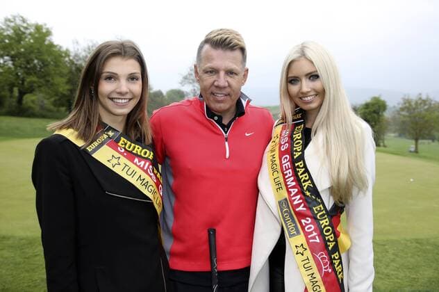 Sarah Strauss, Axel Kahn und Soraya Kohlmann beim Europa-Park Eagles Charity Golfcup 2017 auf dem Golfplatz des Europa-Park Golfclubs Breisgau e.V. in Herbolzheim-Tutschfelden. Rust, 08.05.2017 Foto:xS.xGabschx xFuturexImage