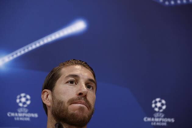 Real Madrid s player Sergio Ramos offers a press conference PK Pressekonferenz after the team s training session in Madrid, Spain, on 09 May 2017. Real Madrid will face Atletico de Madrid in the Champions League semi finals on 10 May 2017. Real Madrid training session !ACHTUNG: NUR REDAKTIONELLE NUTZUNG!  Copyright: xEmilioxNaranjox 20170509-636299441209314037