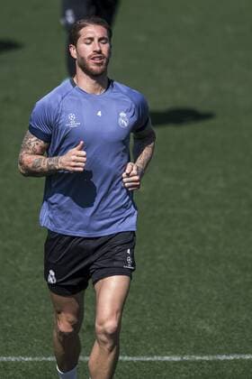 Fußball, CL, Real Madrid Training Entrenamiento del Real Madrid en Valdebebas. En la imagen, Sergio Ramos. Real Madrid training sesion. In this picture, Sergio Ramos. xJUANxAGUADOx 